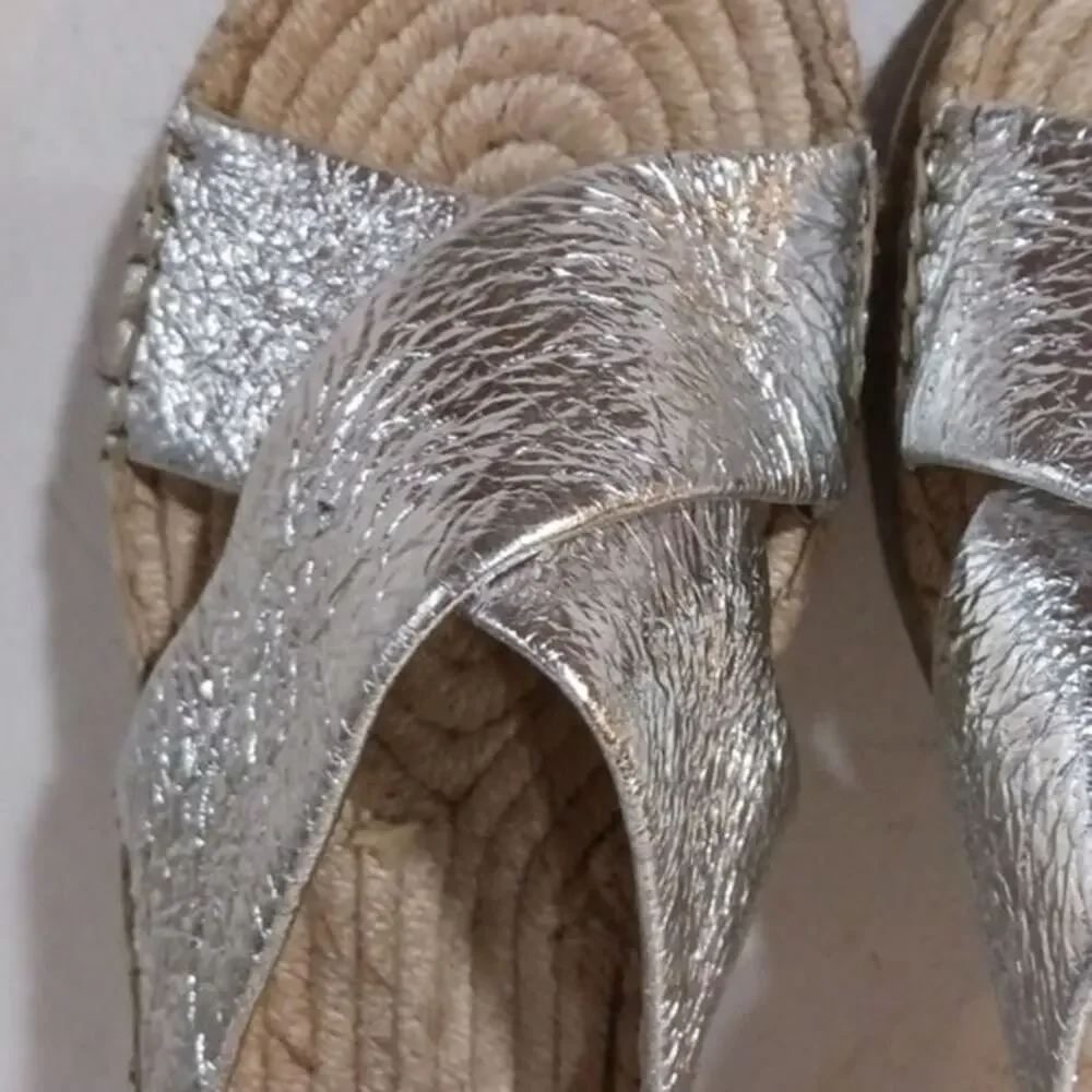 Marc Fisher silver metallic espadrilles sz 9.5